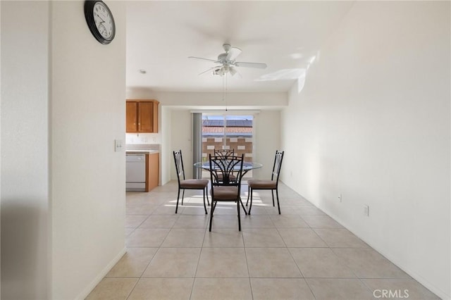 9551 San Rafael Dr, Desert Hot Springs, CA 92240 - tiled dining area with ceiling fan
