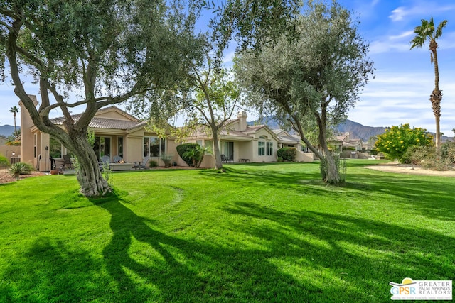 view of yard featuring a mountain view