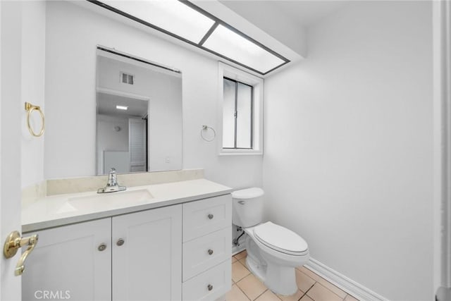 bathroom with tile patterned floors, vanity, and toilet