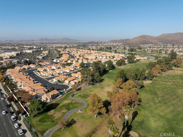 bird's eye view with a residential view and a water and mountain view