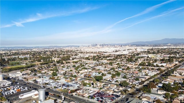 drone / aerial view featuring a mountain view