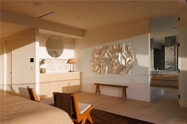 dining space featuring hardwood / wood-style floors