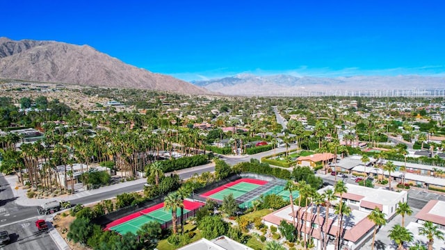 drone / aerial view featuring a mountain view