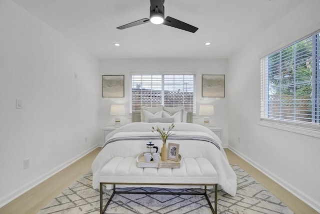 bedroom featuring ceiling fan