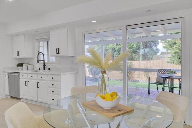 dining space with sink