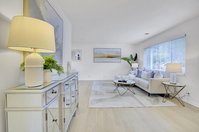 living room with light wood-type flooring