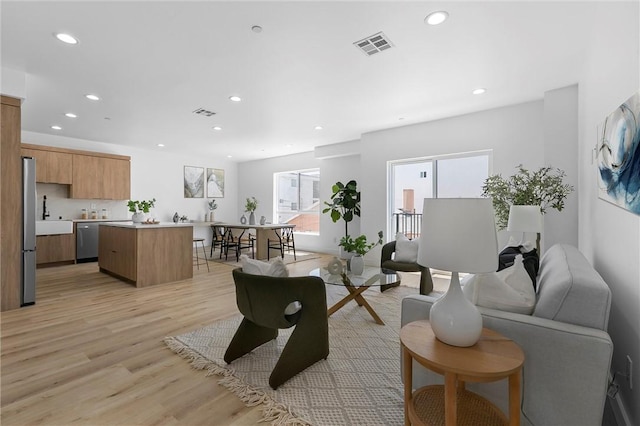 living room featuring light hardwood / wood-style floors