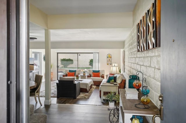 living room with wood-type flooring