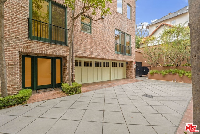 exterior space featuring a garage