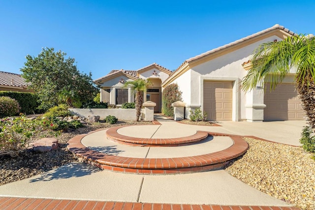 exterior space with a garage