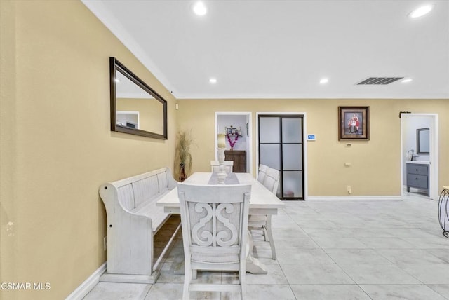 view of tiled dining area