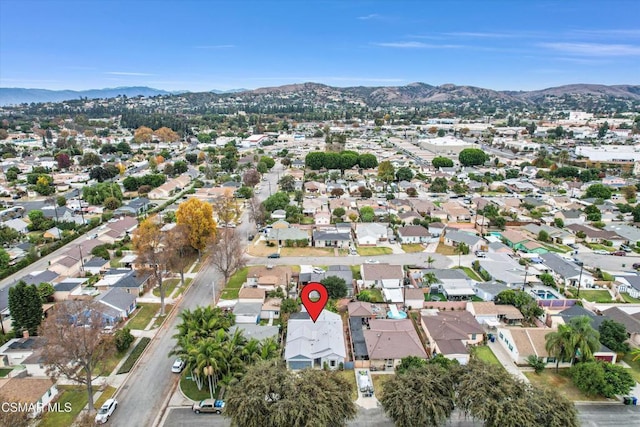 aerial view with a mountain view