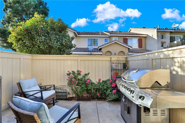 view of patio with area for grilling