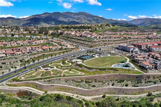 aerial view featuring a mountain view