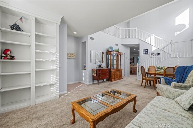 living room with carpet