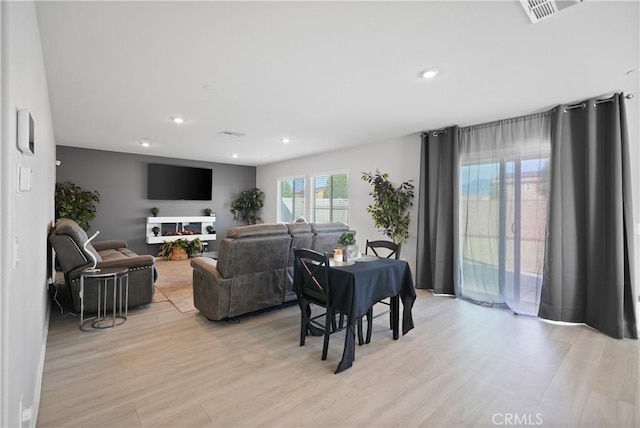 living room featuring light hardwood / wood-style flooring