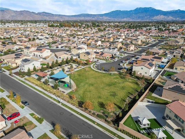 drone / aerial view with a mountain view