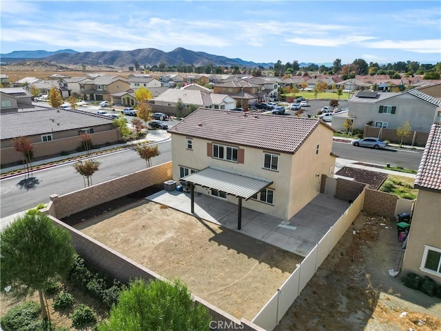 bird's eye view with a mountain view