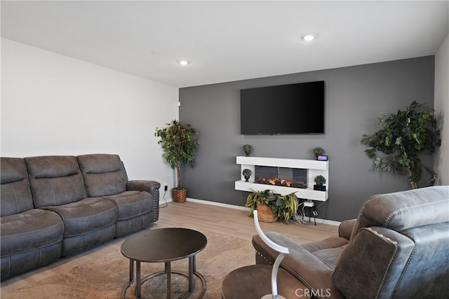 living room with light hardwood / wood-style floors