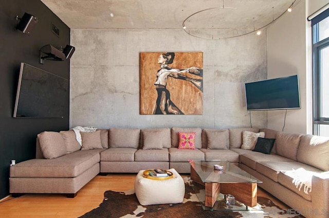 living room featuring light hardwood / wood-style floors