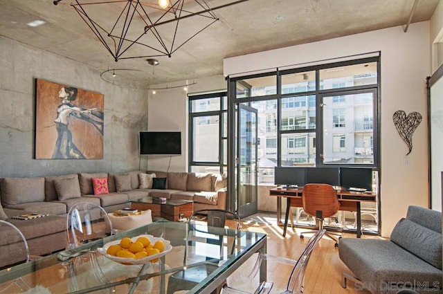 living room featuring light hardwood / wood-style floors