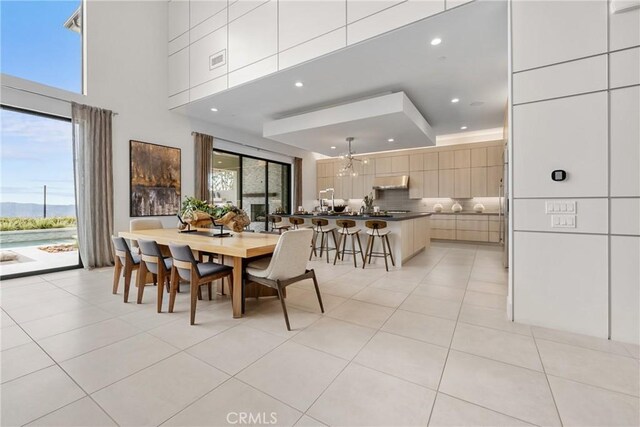 dining room featuring light tile patterned floors