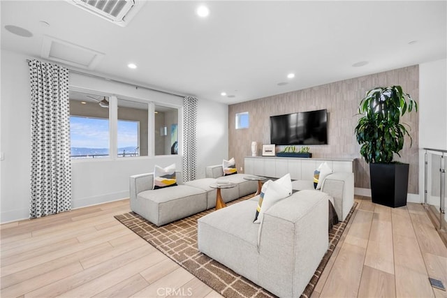 living room featuring light hardwood / wood-style flooring