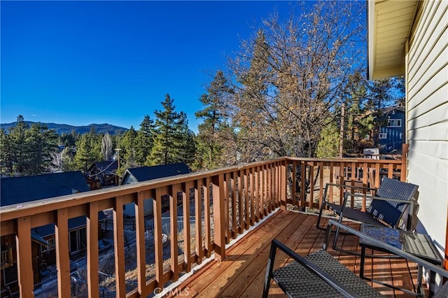 deck featuring a mountain view