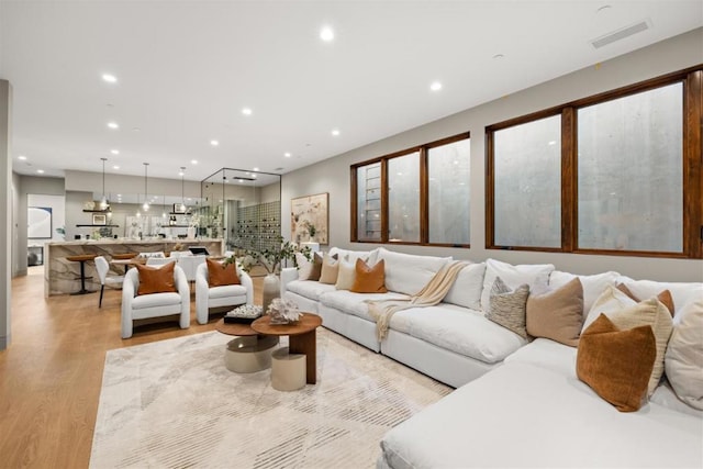 living room featuring light hardwood / wood-style floors