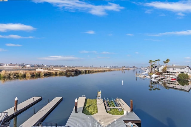 view of dock featuring a water view