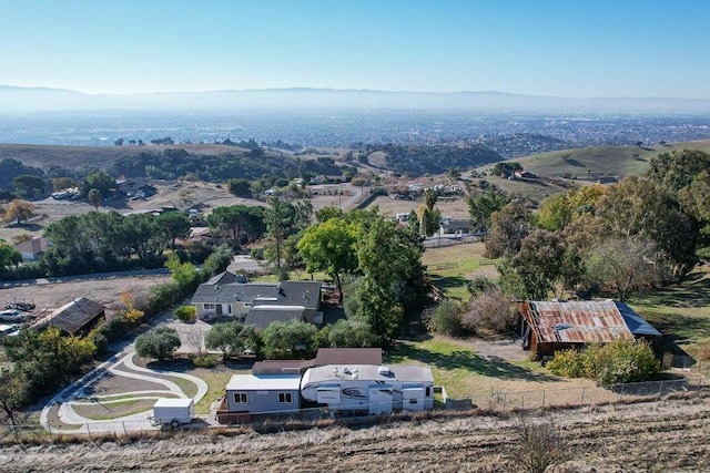 aerial view with a mountain view