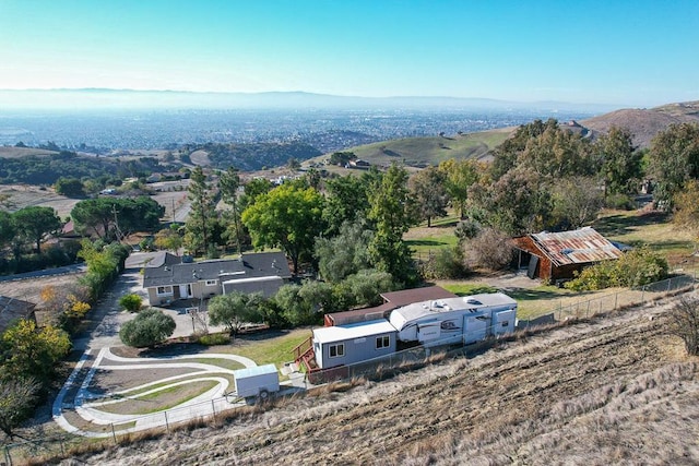 aerial view featuring a mountain view