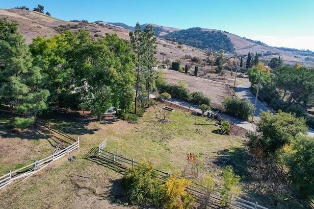 aerial view with a rural view and a mountain view