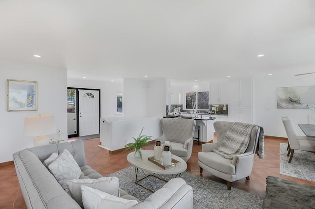 view of tiled living room