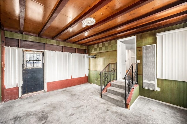 basement with carpet flooring