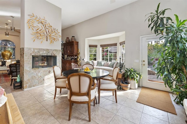 view of tiled dining area