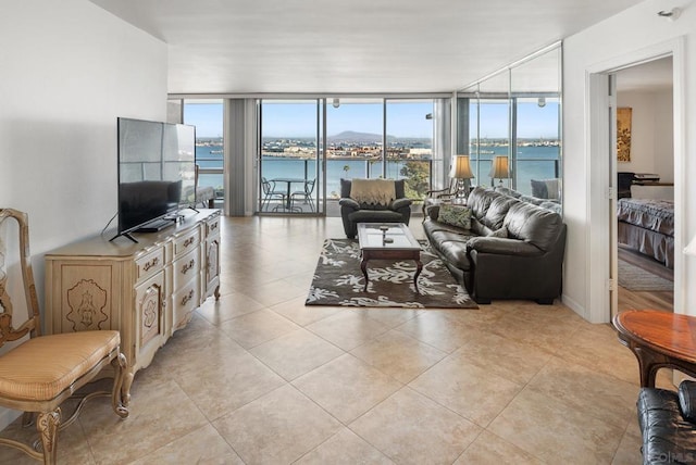 living room with expansive windows