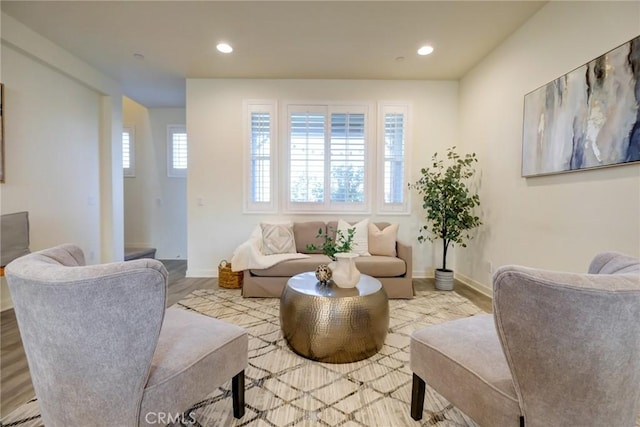 living area with light wood-type flooring