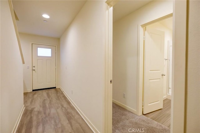 hall featuring light wood-type flooring