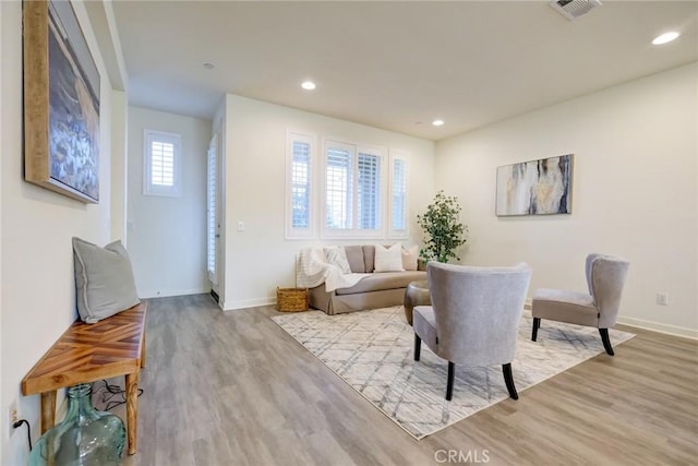 living area featuring light wood-type flooring