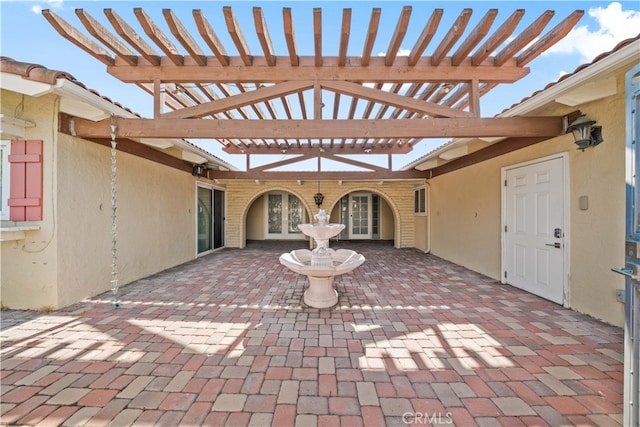 view of patio featuring a pergola