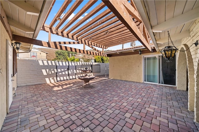 view of patio featuring a pergola