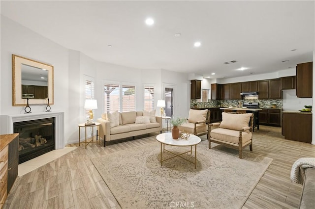 living room featuring light hardwood / wood-style flooring