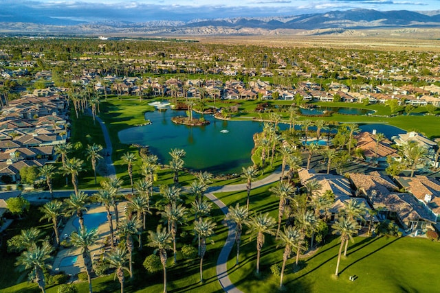 aerial view with a water and mountain view