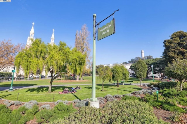 view of community with a lawn