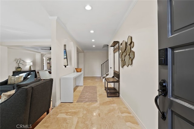 entrance foyer with ornamental molding