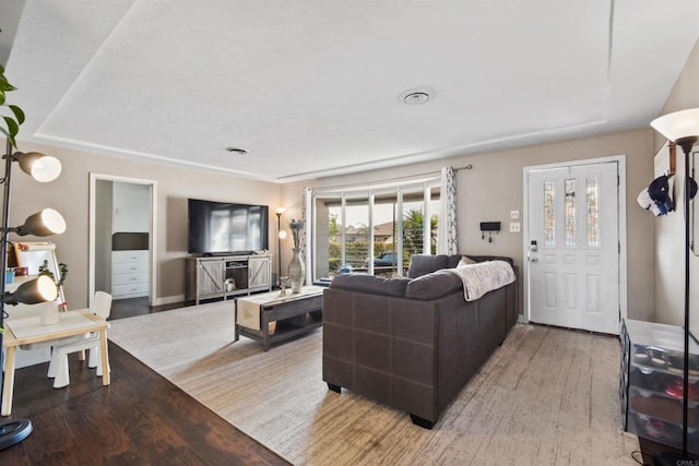 living room with light wood-type flooring