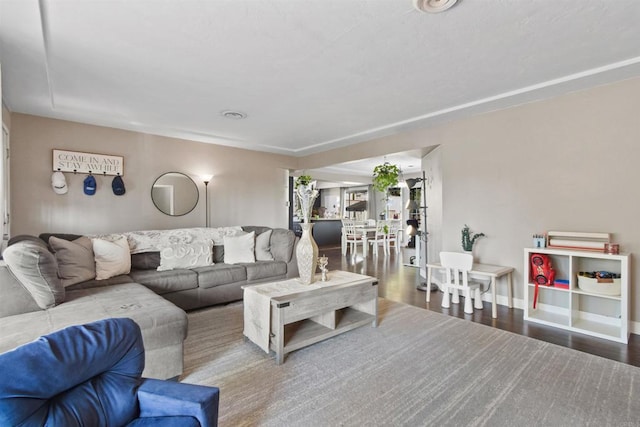 living room featuring wood-type flooring