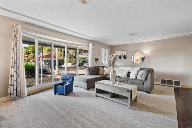 living room with light wood-type flooring