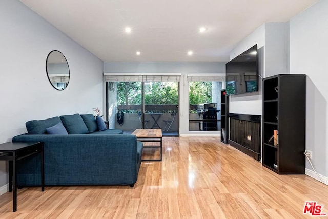 living room with light wood-type flooring